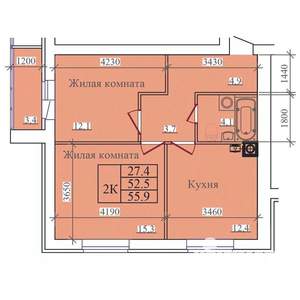 2-к квартира, вторичка, 56м2, 13/14 этаж