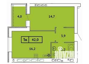 1-к квартира, вторичка, 42м2, 9/9 этаж