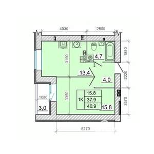 1-к квартира, вторичка, 41м2, 6/14 этаж