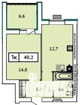 1-к квартира, строящийся дом, 40м2, 2/9 этаж