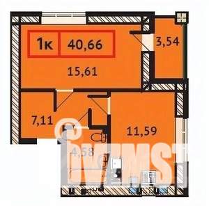1-к квартира, вторичка, 41м2, 8/9 этаж