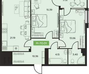 3-к квартира, вторичка, 70м2, 11/14 этаж