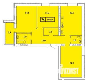 3-к квартира, вторичка, 102м2, 5/9 этаж