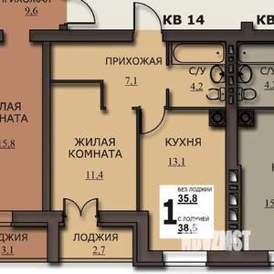 1-к квартира, строящийся дом, 37м2, 5/10 этаж
