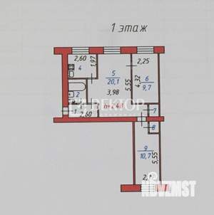 3-к квартира, вторичка, 54м2, 1/5 этаж