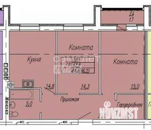 2-к квартира, вторичка, 66м2, 8/9 этаж