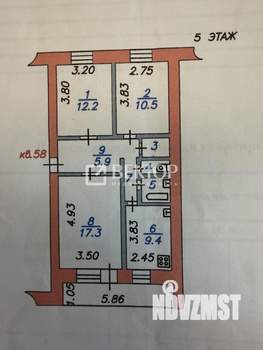 3-к квартира, вторичка, 62м2, 5/5 этаж
