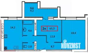 2-к квартира, строящийся дом, 65м2, 9/10 этаж