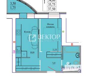 1-к квартира, вторичка, 38м2, 5/9 этаж