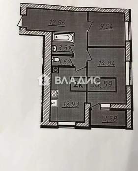 2-к квартира, сданный дом, 57м2, 9/9 этаж