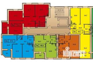 2-к квартира, строящийся дом, 57м2, 6/9 этаж