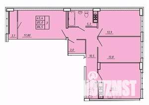 3-к квартира, строящийся дом, 87м2, 2/17 этаж