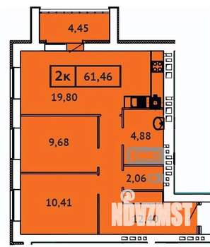 2-к квартира, строящийся дом, 61м2, 5/9 этаж