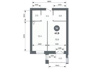 Студия квартира, вторичка, 42м2, 3/9 этаж