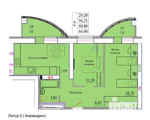 2-к квартира, вторичка, 65м2, 5/9 этаж