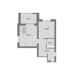 1-к квартира, строящийся дом, 62м2, 8/9 этаж