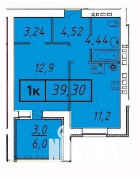 1-к квартира, строящийся дом, 39м2, 2/9 этаж
