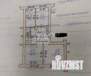 3-к квартира, вторичка, 66м2, 1/2 этаж