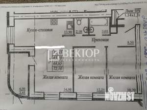 3-к квартира, вторичка, 76м2, 2/9 этаж
