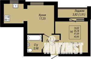 1-к квартира, строящийся дом, 44м2, 9/9 этаж