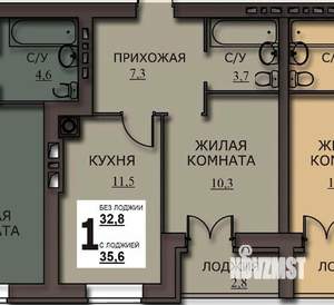 1-к квартира, вторичка, 34м2, 5/10 этаж