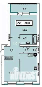 2-к квартира, вторичка, 60м2, 2/9 этаж