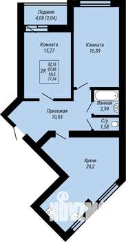 2-к квартира, строящийся дом, 72м2, 5/9 этаж