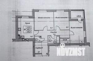 3-к квартира, сданный дом, 88м2, 4/10 этаж