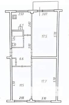 3-к квартира, вторичка, 61м2, 5/5 этаж