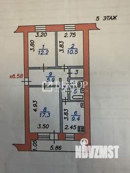 3-к квартира, вторичка, 62м2, 5/5 этаж