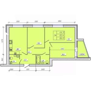 3-к квартира, вторичка, 86м2, 2/9 этаж