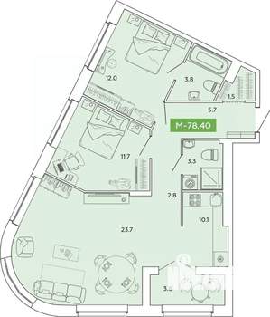 3-к квартира, вторичка, 78м2, 9/14 этаж