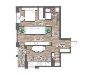 2-к квартира, строящийся дом, 60м2, 13/14 этаж