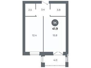 Студия квартира, вторичка, 42м2, 7/9 этаж