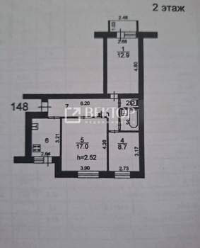 3-к квартира, вторичка, 62м2, 2/9 этаж