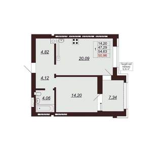 1-к квартира, вторичка, 55м2, 2/9 этаж