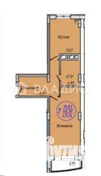 1-к квартира, вторичка, 47м2, 9/9 этаж