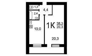 1-к квартира, вторичка, 39м2, 4/14 этаж