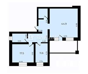2-к квартира, вторичка, 100м2, 6/10 этаж