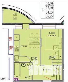 1-к квартира, вторичка, 37м2, 7/11 этаж