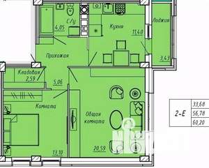 2-к квартира, вторичка, 60м2, 2/9 этаж