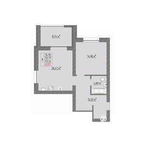 1-к квартира, строящийся дом, 62м2, 8/9 этаж