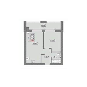 1-к квартира, вторичка, 52м2, 2/9 этаж