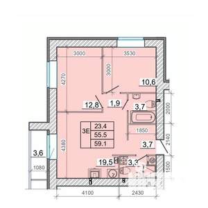 3-к квартира, вторичка, 59м2, 6/14 этаж