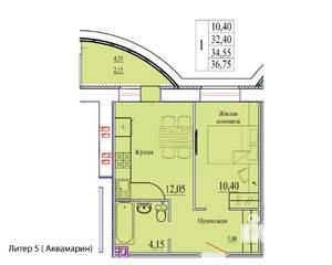 1-к квартира, вторичка, 37м2, 4/9 этаж