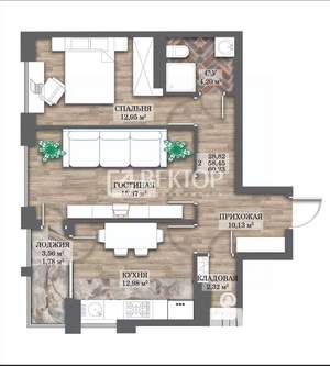 2-к квартира, вторичка, 60м2, 3/14 этаж