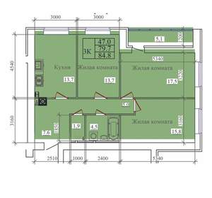 3-к квартира, вторичка, 85м2, 11/14 этаж