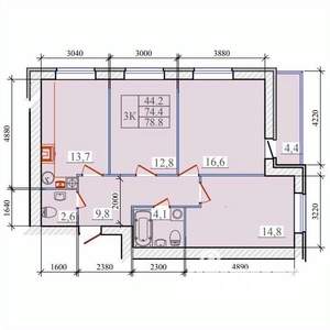 3-к квартира, вторичка, 79м2, 14/14 этаж