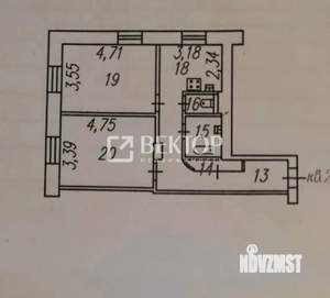 2-к квартира, вторичка, 59м2, 1/3 этаж