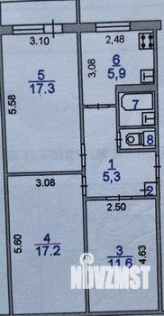 3-к квартира, вторичка, 61м2, 2/5 этаж